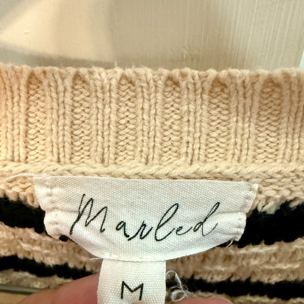 Marled Black and Cream Striped Sweater - Picture 3 of 5